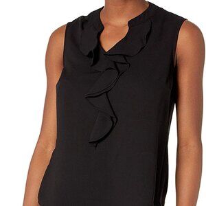 Merona Sleeveless V-Neck Blouse Black Ruffle